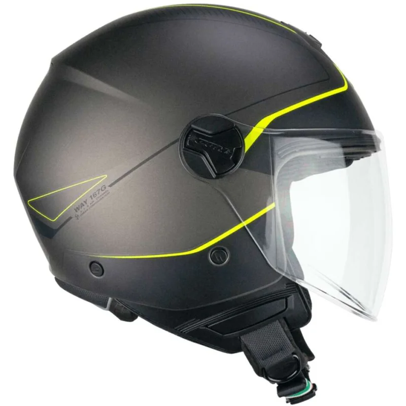 Offerta Speciale CGM 167G FLO WAY Jet Motorcycle Helmet Anthracite Yellow - Long Visor