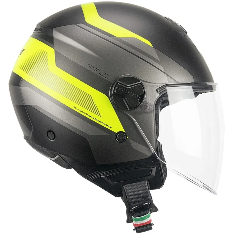 Offerta CGM 167K FLO CITY Jet Motorcycle Helmet Black Fluorescent Yellow Matt Long