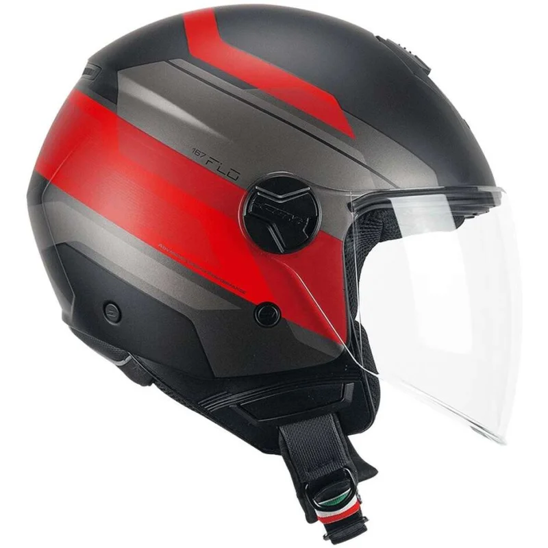 CGM 167K FLO CITY Jet Motorcycle Helmet Black Red Matt Long Consegna Rapida