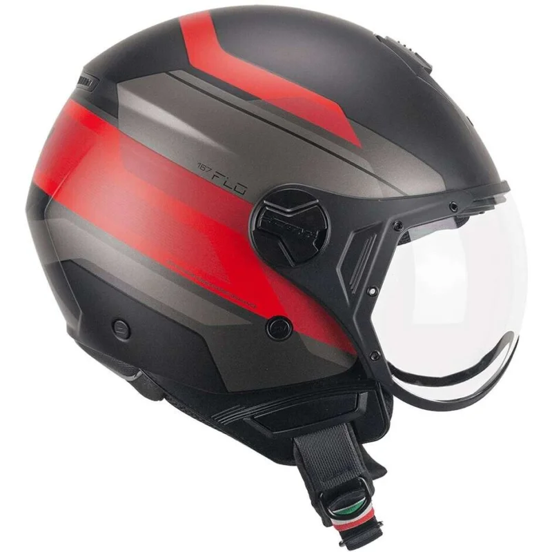 CGM 167K FLO CITY Jet Motorcycle Helmet Black Red Matt Shaped Spedizione Espresso