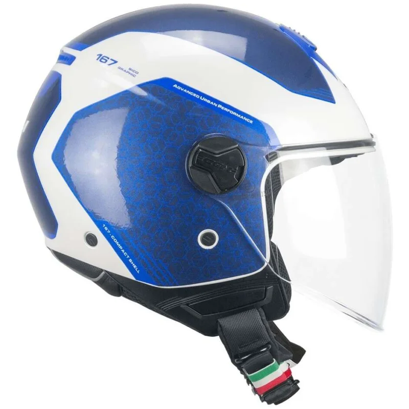 CGM 167L FLO BICO Jet Motorcycle Helmet White Blue Long Prezzo Di Fabbrica