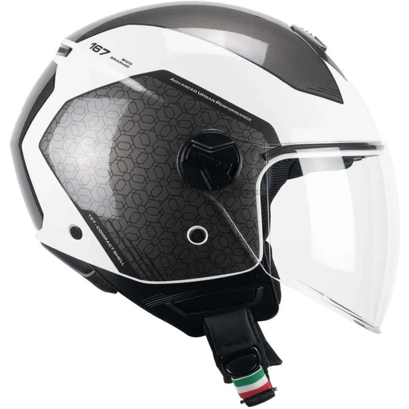 Super Prezzo CGM 167L FLO BICO Jet Motorcycle Helmet White Grey Long
