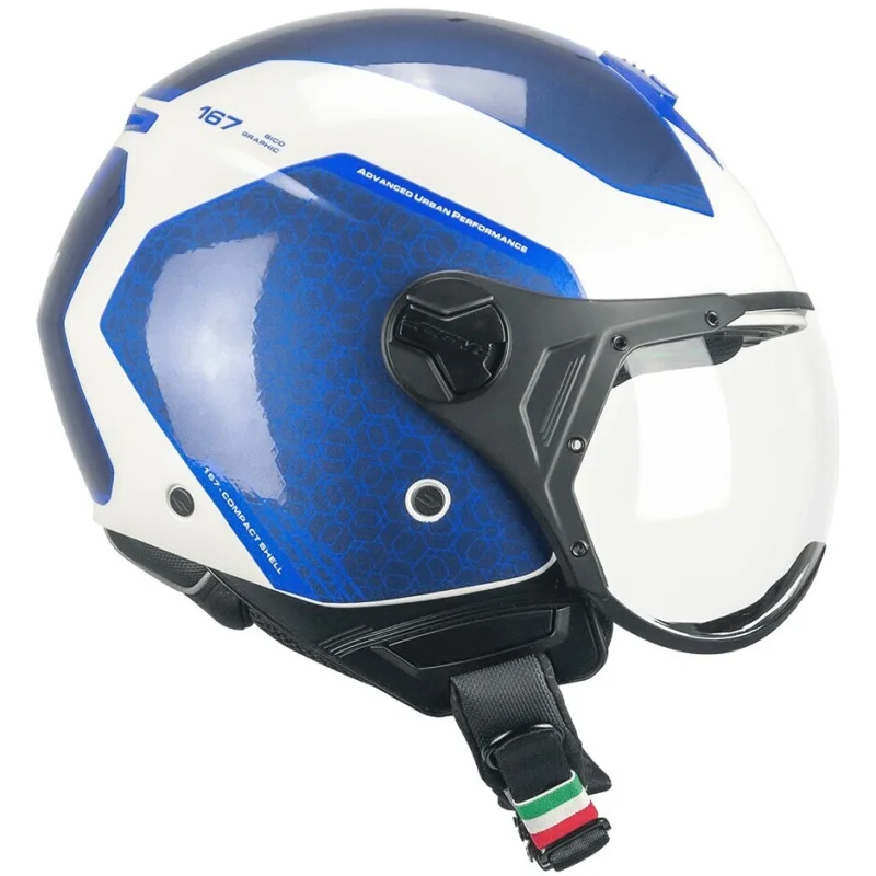 CGM 167L FLO BICO White Blue Jet Motorcycle Helmet Shaped A Buon Prezzo