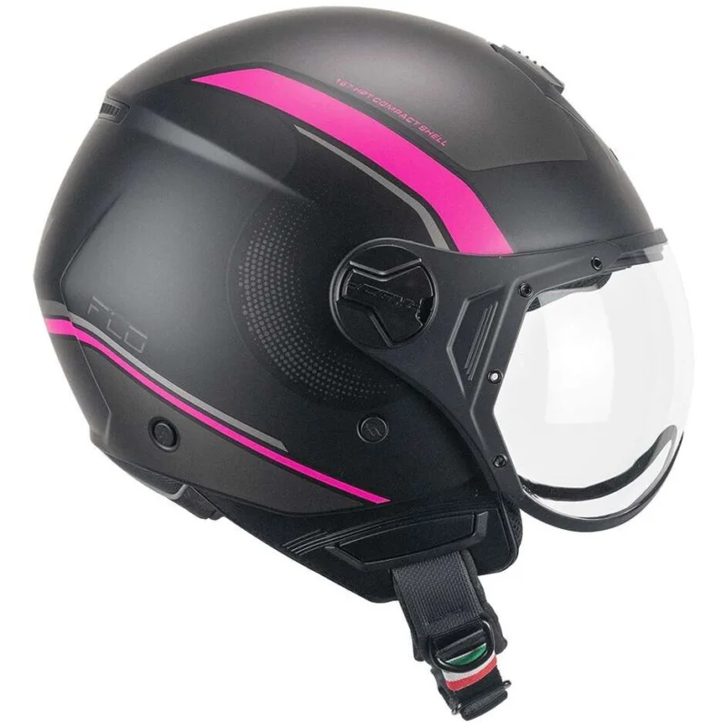 Promo Stagionale CGM 167M FLO DOT Jet Motorcycle Helmet Black Fluorescent Fuchsia Matt Shaped
