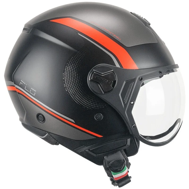 CGM 167M FLO DOT Jet Motorcycle Helmet Black Fluorescent Orange Matt Shaped Compra Oggi Stesso