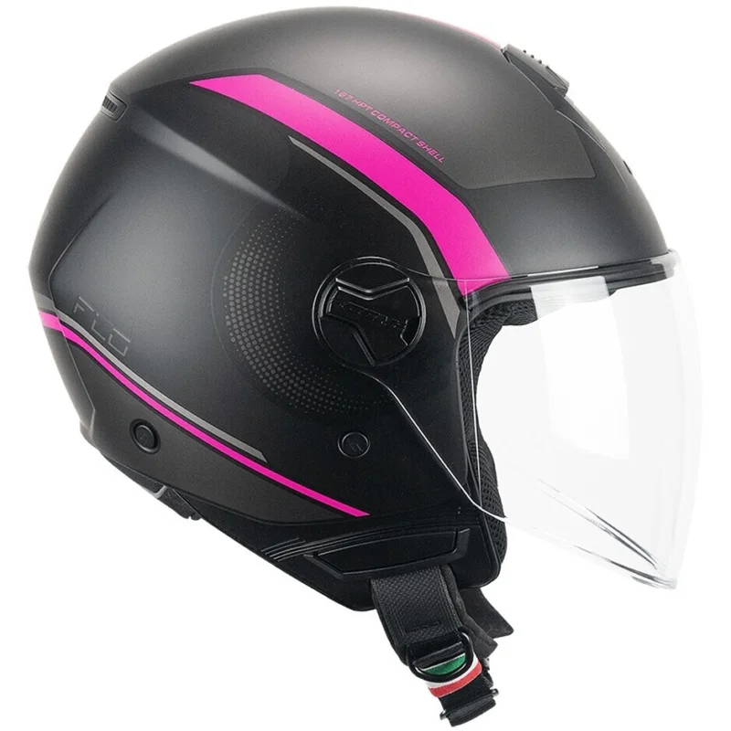 CGM 167M FLO DOT Jet Motorcycle Helmet Black Fuchsia Fluorescent Matt Long Prezzo Ridotto