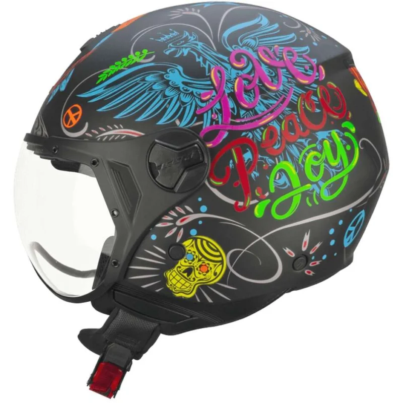 CGM 167S FLO JOY Jet Motorcycle Helmet Matt Black - Shaped Visor Nuova Collezione