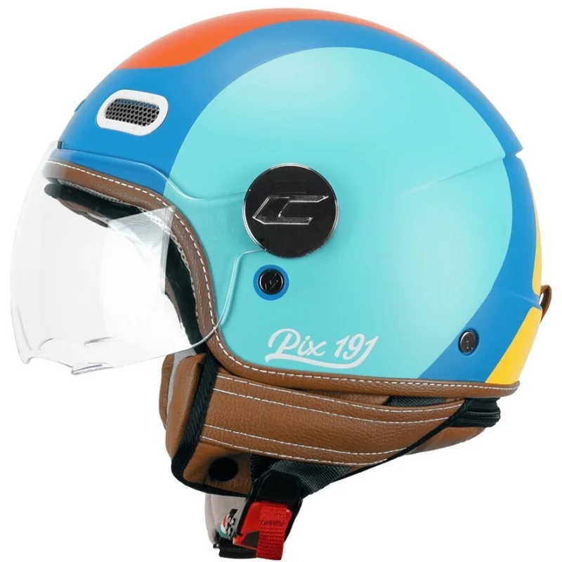 Offerta Lampo CGM 191G PIX SPRINT Jet Motorcycle Helmet Celeste Orange Matt Shaped