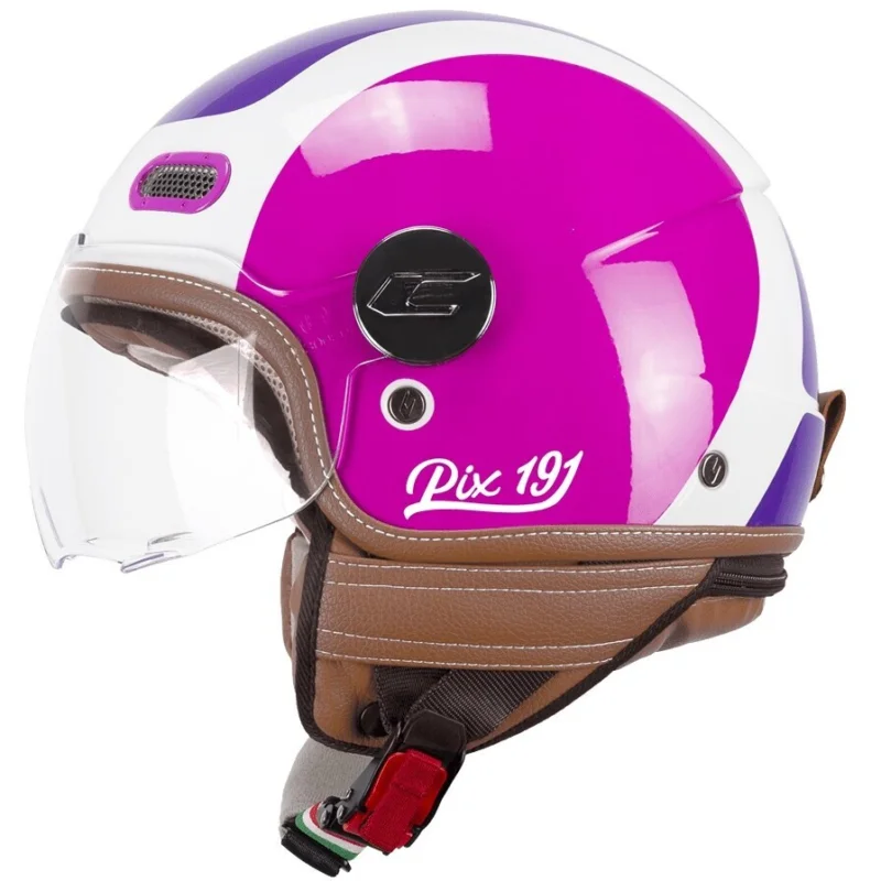Pagamento Sicuro CGM 191G PIX SPRINT Jet Motorcycle Helmet Fluo Purple Shaped