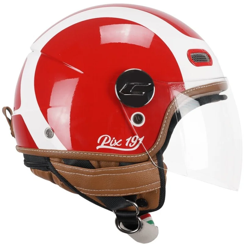 CGM 191G PIX SPRINT Red White Long Jet Motorcycle Helmet Popolare
