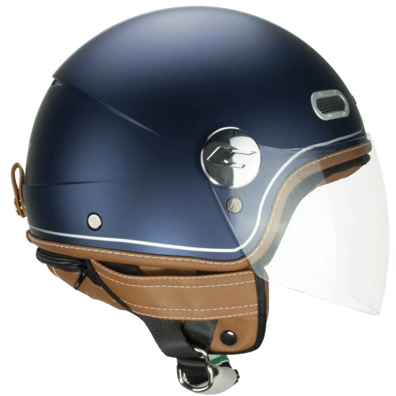 Professionale CGM 191V PIX VINTAGE Jet Motorcycle Helmet Blue Silver Satin Long