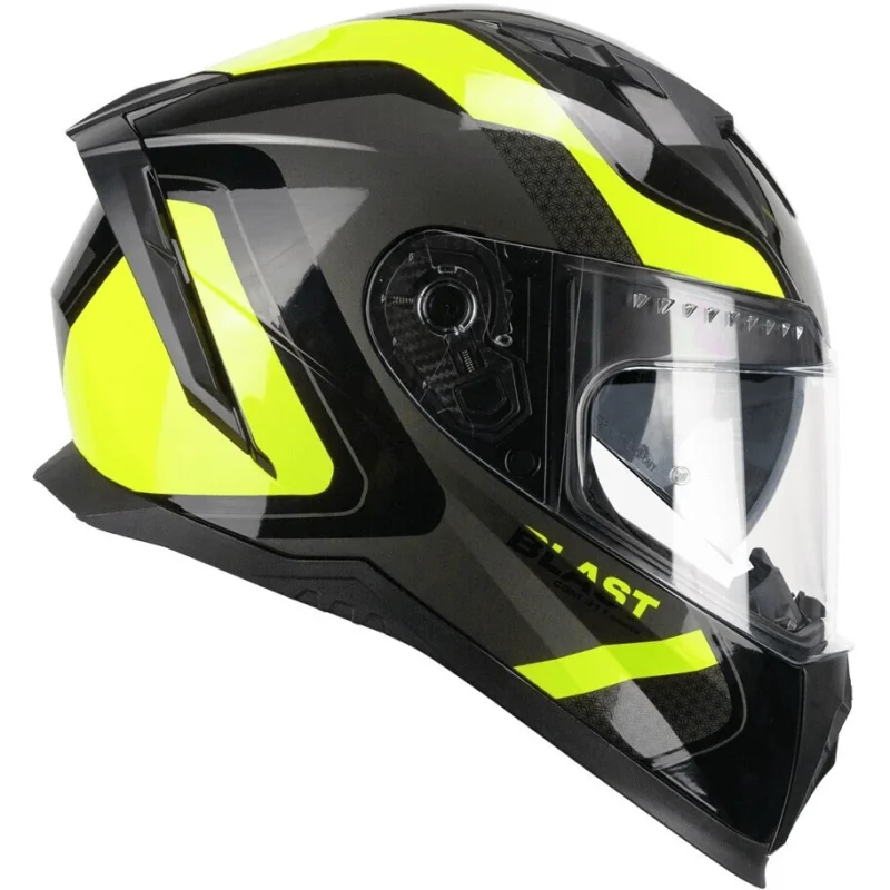 CGM 311R BLAST RACE Full Face Motorcycle Helmet Black Fluorescent Yellow Prezzo Di Fabbrica