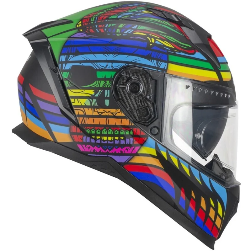 CGM 311X BLAST SKULL Full Face Motorcycle Helmet Black Blue Red matt Non Perdere