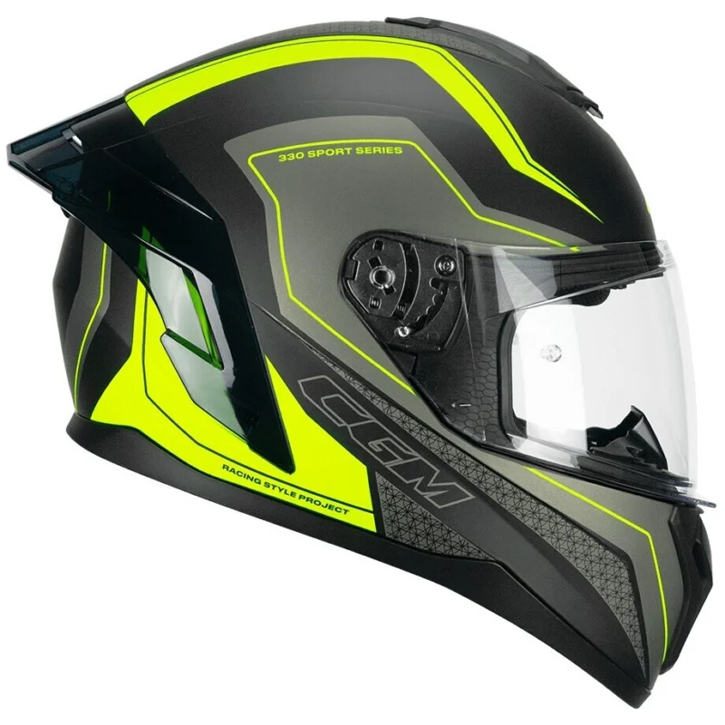 Offerta Del Giorno CGM 330G RIOT SPORT Full Face Motorcycle Helmet Black Fluorescent Yellow Matt