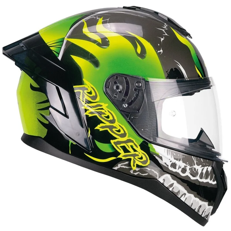 CGM 330R RIOT RIPPER Full Face Motorcycle Helmet Black Green Fluorescent Yellow Consegna Rapida
