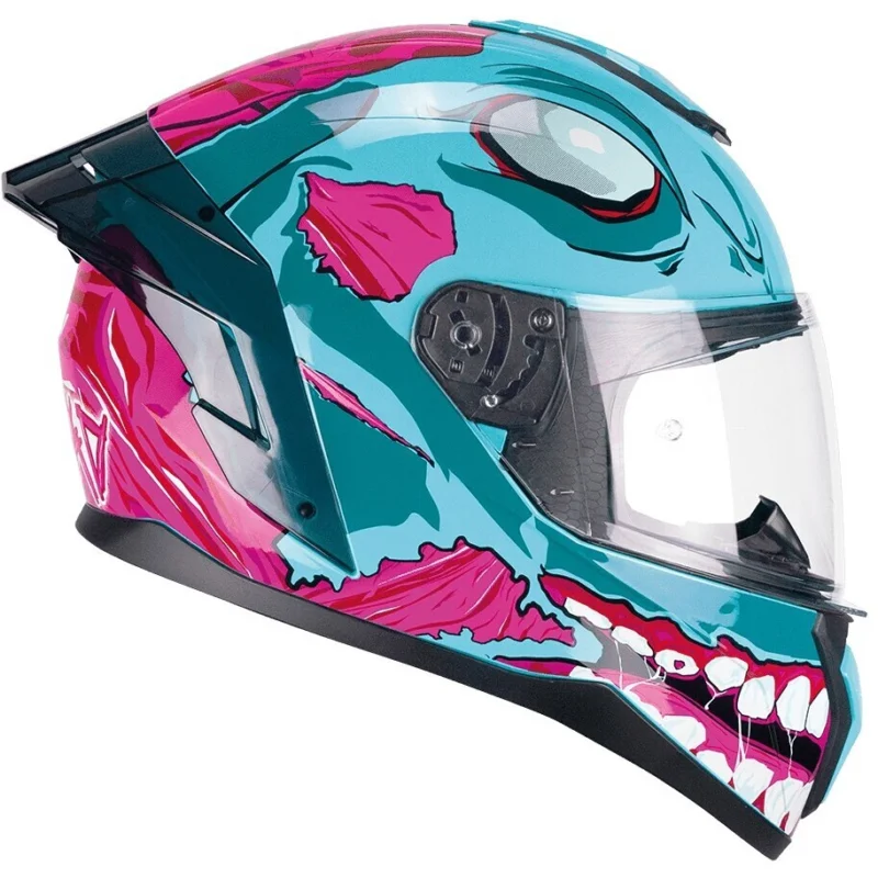 Spedito Oggi CGM 330U RIOT UNDEAD Full Face Motorcycle Helmet Light Blue Pink