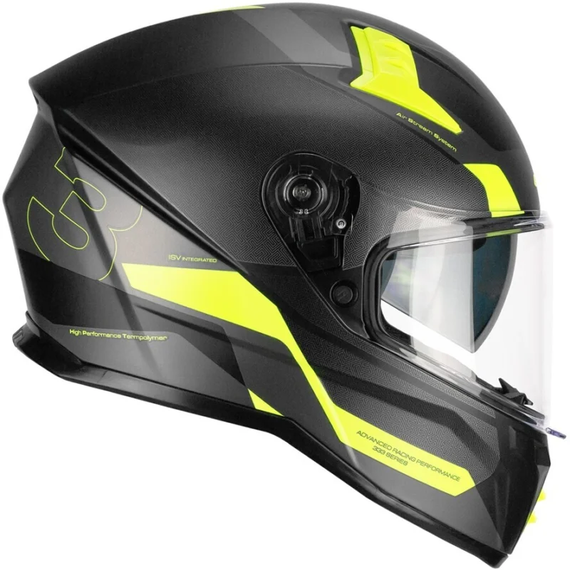 CGM 333G ONYX SPORT Full Face Motorcycle Helmet Black Fluorescent Yellow Matt Economico