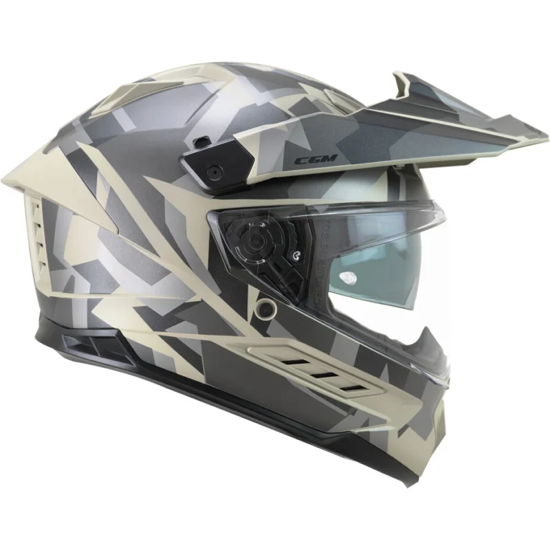 CGM 366R DUAL DIRT Full Face Motorcycle Helmet, Matt Black/Beige Esclusivo