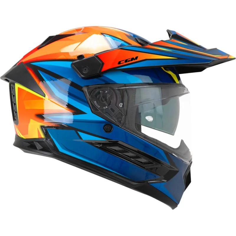 Must-Have CGM 366X DUAL BEAT Full Face Motorcycle Helmet Blue Orange Fluorescent Yellow