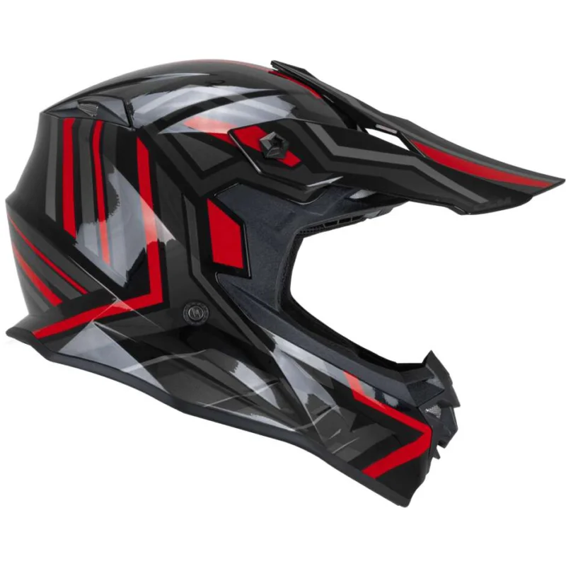 Miglior Prezzo CGM 367G MUD-X FURY Full Face Motorcycle Helmet Black Grey Red