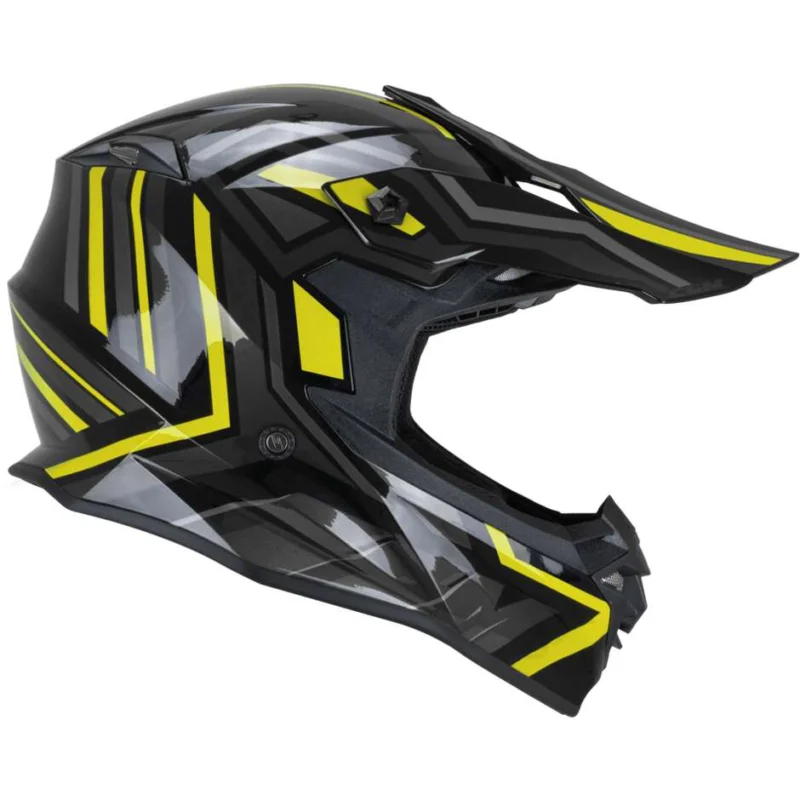 CGM 367G MUD-X FURY Full Face Motorcycle Helmet Black Grey Yellow Offerta Del Giorno