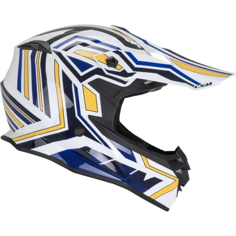 CGM 367G MUD-X FURY Full Face Motorcycle Helmet White Blue Yellow Pagamento Sicuro