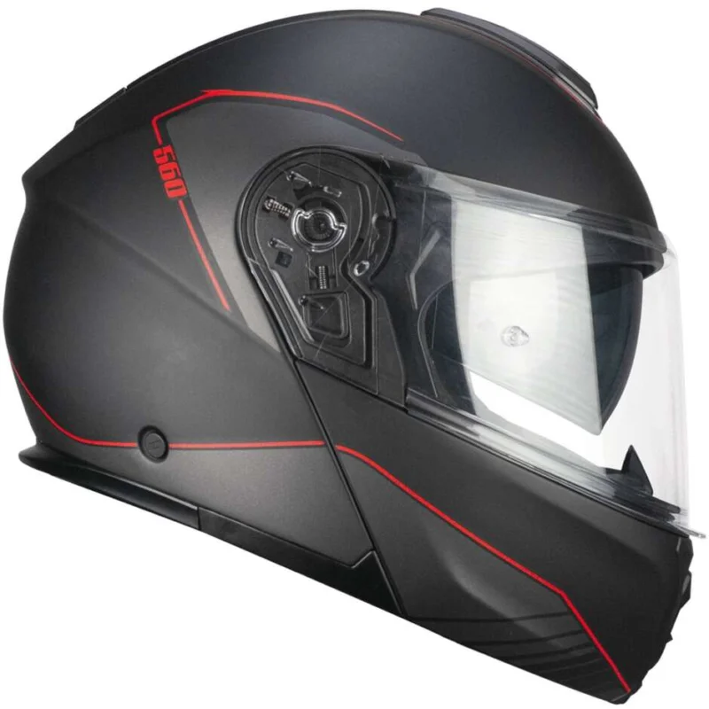 Più Venduto CGM 560G MAD RIDE Modular Motorcycle Helmet Black Matt Red