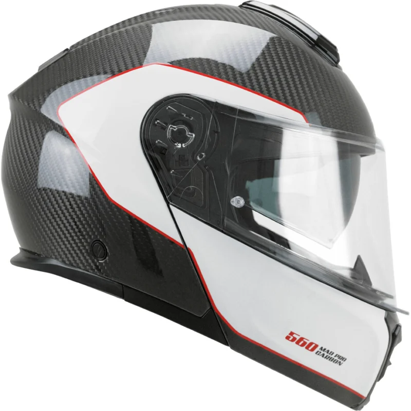 CGM 560S MAD PRO SPORT Carbon White/Red Modular Motorcycle Helmet P/J Subito Disponibile