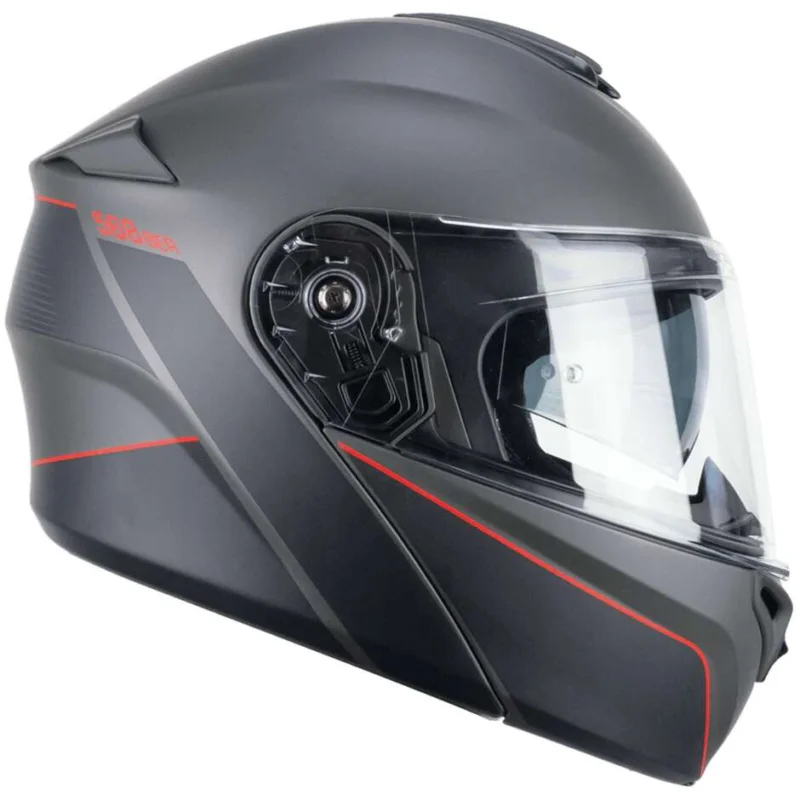 Sconto CGM 568X BER CITY Modular Motorcycle Helmet Satin Graphite Red