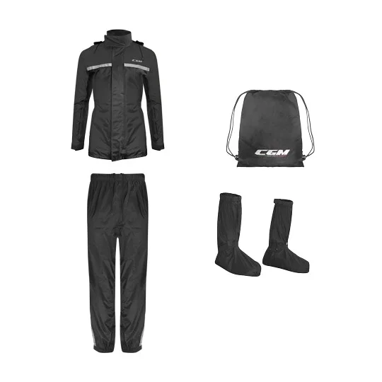 CGM E31 FULL Black Motorcycle Rain Set Offerta
