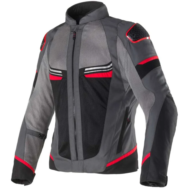 Vendita Finale Clover AIRJET 6 Perforated Motorcycle Jacket Grey Red Black