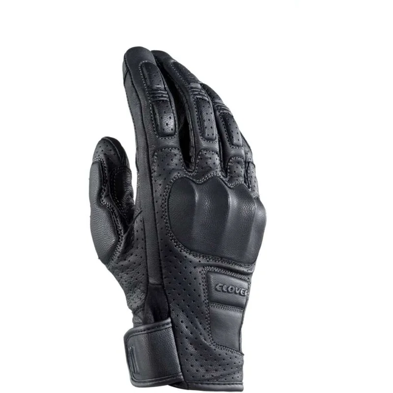 Occasione Imperdibile Clover KVS-2 Leather Motorcycle Gloves Black