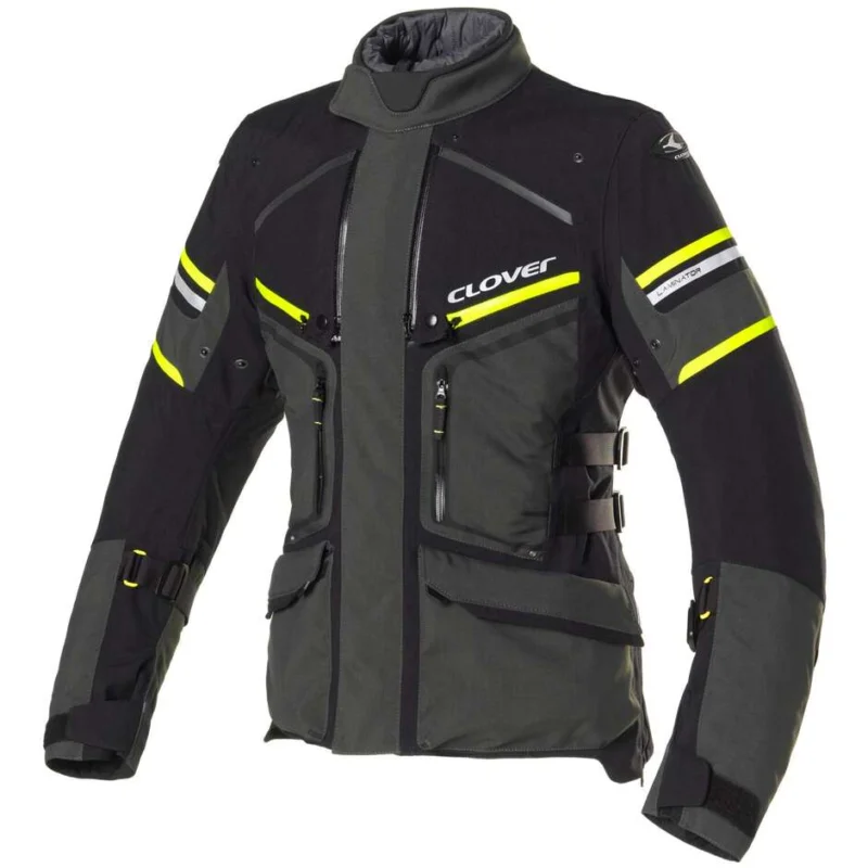 Clover LAMINATOR 2 WP Motorcycle Jacket Black Dark Grey Yellow Promozione