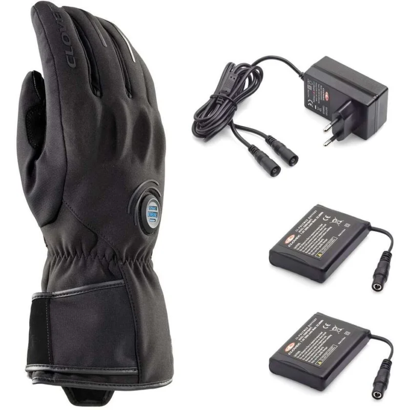 Saldi Clover METRO WP KIT VERSION Heated Motorcycle Gloves Kit, Black (Batteries and Charger Included)