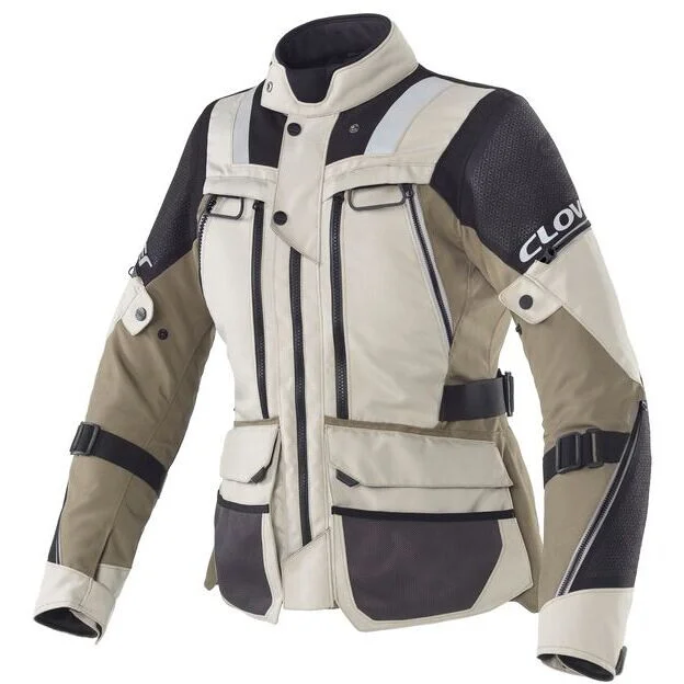 Clover OUTLAND 3 LADY WP Women's Motorcycle Jacket, Black/Sand Prezzo Conveniente