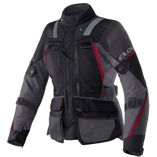 Clover OUTLAND 3 LADY WP Women's Motorcycle Jacket, Red/Black Popolare