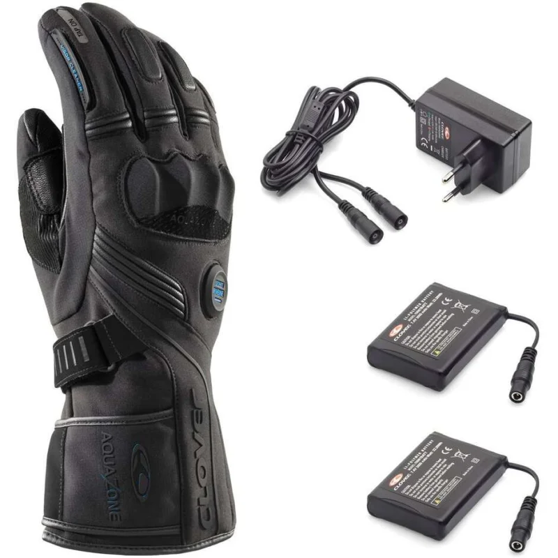 Bestseller Clover POLAR-2 WP KIT VERSION Heated Motorcycle Gloves Kit, Black (Batteries and Charger Included)