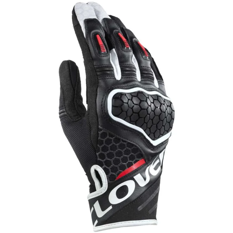 Spedizione Gratuita Clover PREDATOR 2 Summer Motorcycle Gloves White Red Black