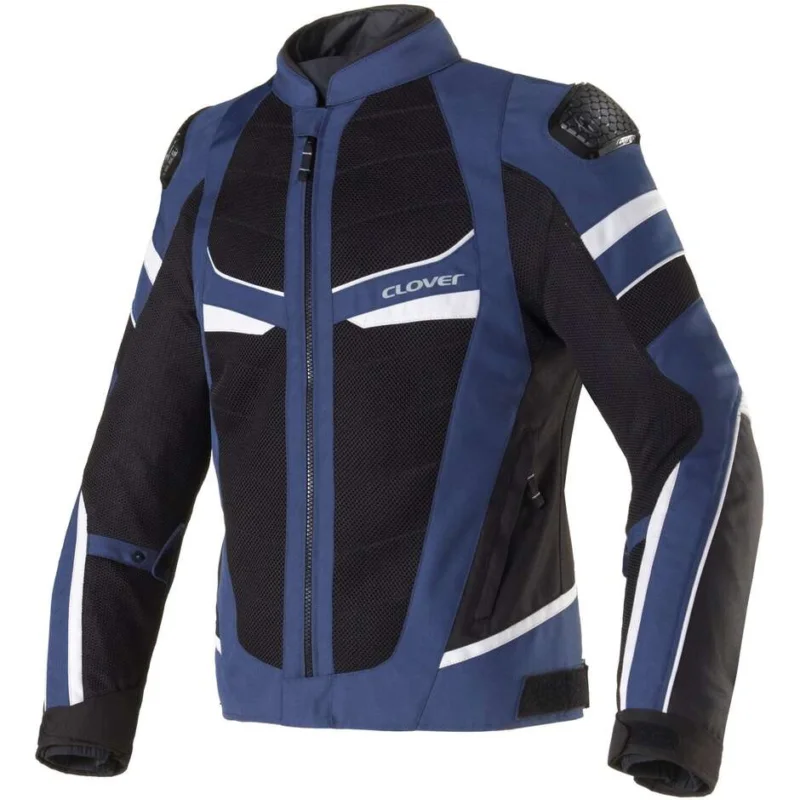 Clover RAINJET 3 WP Motorcycle Jacket Blue Black White Saldi