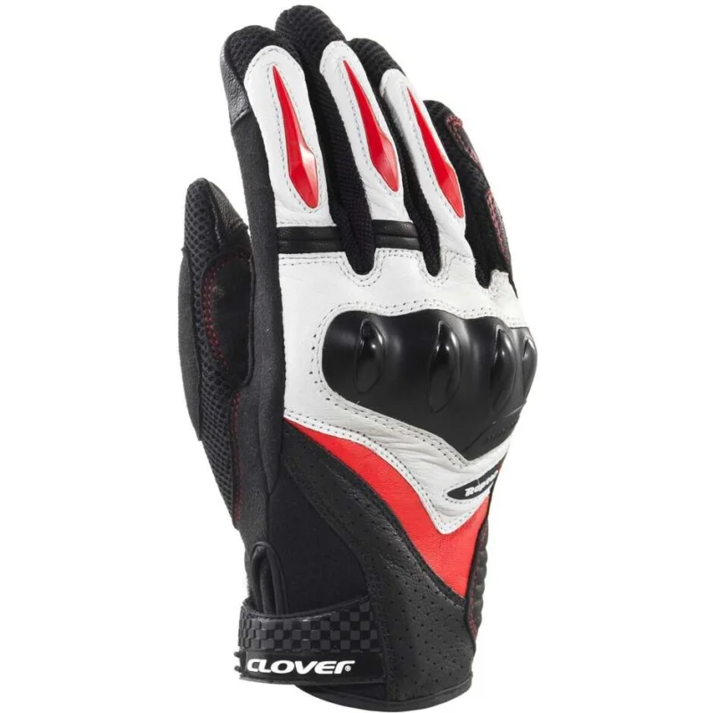 Clover RAPTOR 3 Motorcycle Gloves Black White Red Promo Stagionale