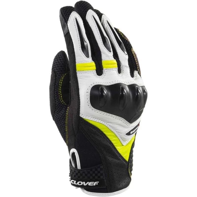 Clover RAPTOR 3 Motorcycle Gloves White Yellow Black Consegna Rapida