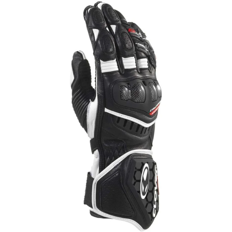 Clover RS-9 RACE REPLICA Racing Motorcycle Gloves Black White Prezzo Basso