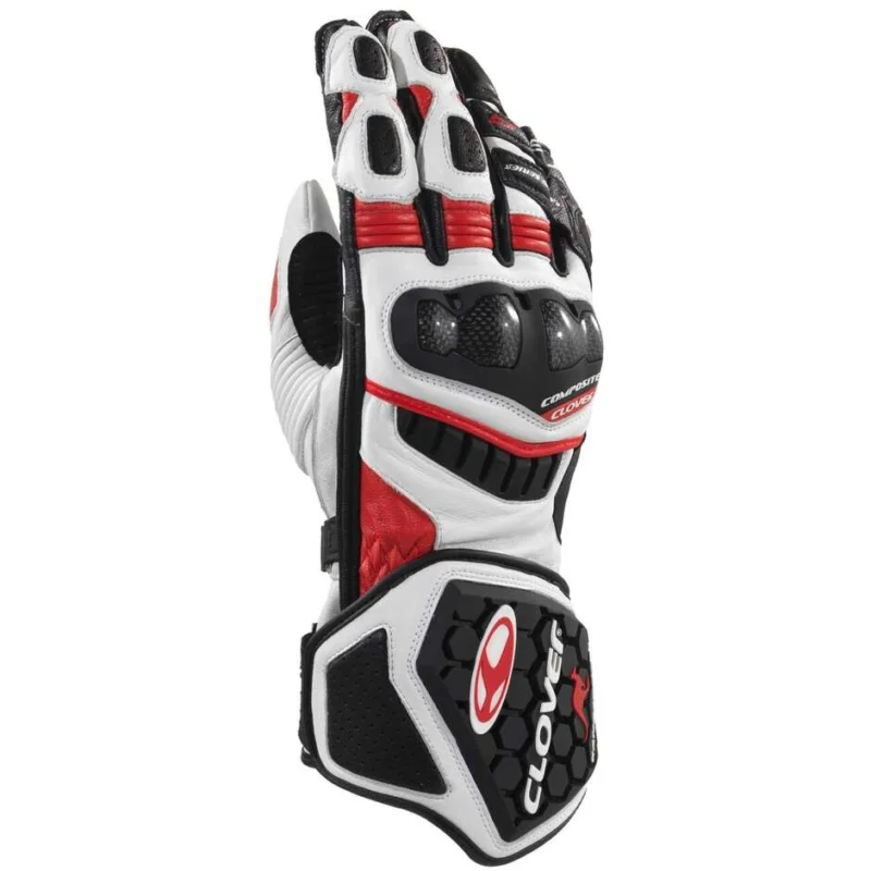 Clover RS-9 RACE REPLICA Racing Motorcycle Gloves White Red Prezzo Scontato