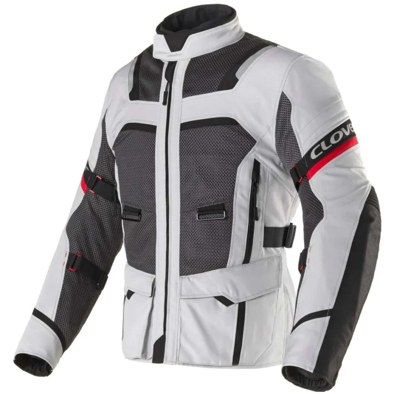 Di Tendenza Clover VENTOURING 4 WP Motorcycle Jacket Grey Black Red