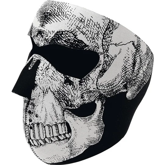 Collar Zanheadgear Motorcycle Mask Full Face Mask Skull Black and White Esclusivo