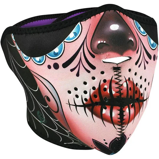 Collar Zanheadgear Motorcycle Mask Half Face Mask Sugar Skull Super Prezzo