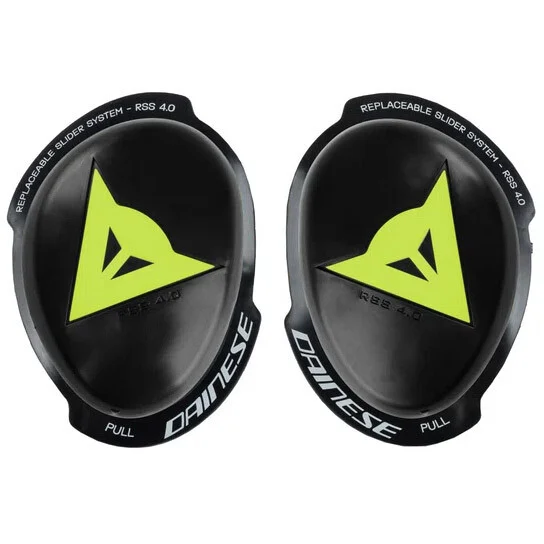 Bestseller Complete Kit of Dainese KNEE SLIDER RSS 4.0 Black Fluo Yellow Slide Slides