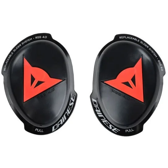 Complete Kit of Dainese KNEE SLIDER RSS 4.0 Black Red Fluo Sliders Reso Gratuito