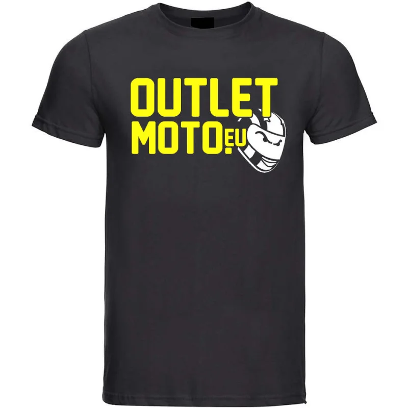 Crewneck T-Shirt Outletmoto Black Fluorescent Yellow Writing Offerta Del Giorno