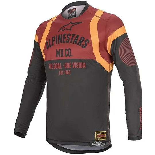 Spedito Oggi Cross Enduro Moto Alpinestars MX20 Racer Tech FlagShip Black Bordeaux Orange